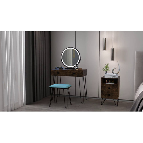 Corrigan Studio® Cheneyville Vanity Set with Stool and Mirror & Reviews